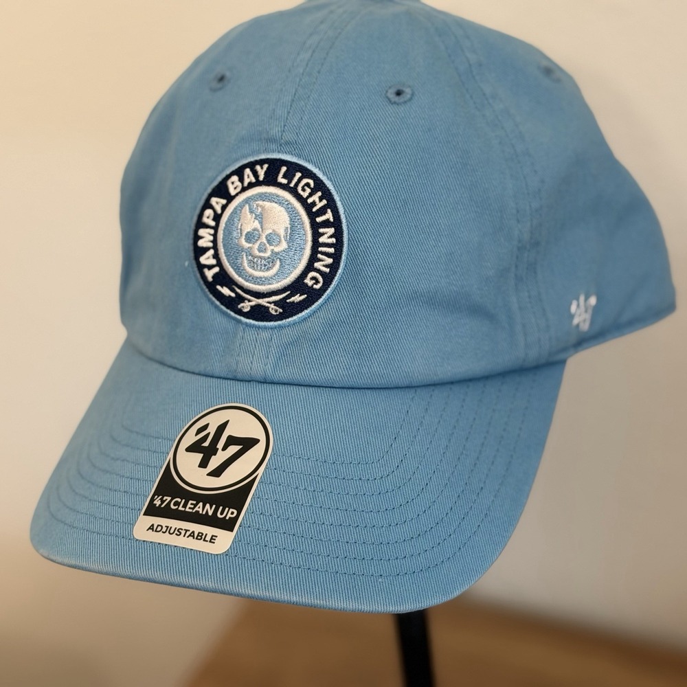 Tampa Bay Lightning NHL '47 Brand Clean Up Blue Adjustable Strapback Hat NWT